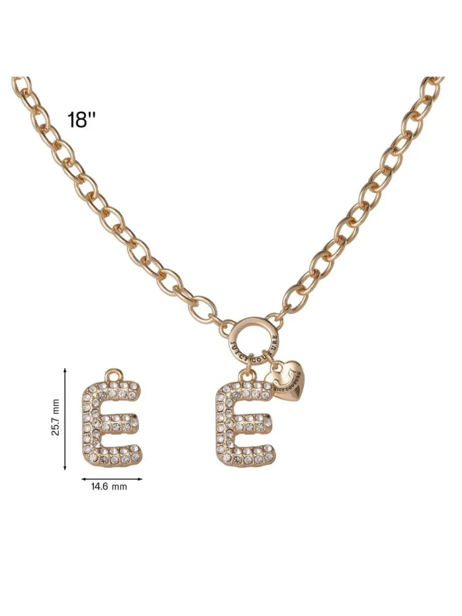 Колье с буквой-подвеской, 45 см, с цепочкой-удлинителем 5 см Juicy Couture, Letter E — изображение 4 из 6