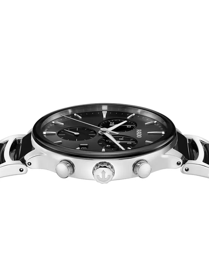 Унисекс-часы Swiss Chronograph Centrix с черным керамическим корпусом и браслетом из нержавеющей — изображение 2 из 4