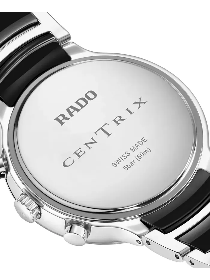 Унисекс-часы Swiss Chronograph Centrix с черным керамическим корпусом и браслетом из нержавеющей — изображение 3 из 4