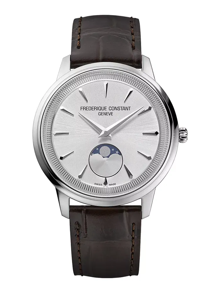 Мужские швейцарские часы Swiss Moneta Moonphase с коричневым кожаным ремешком, 37 мм Frederique — изображение 1 из 4