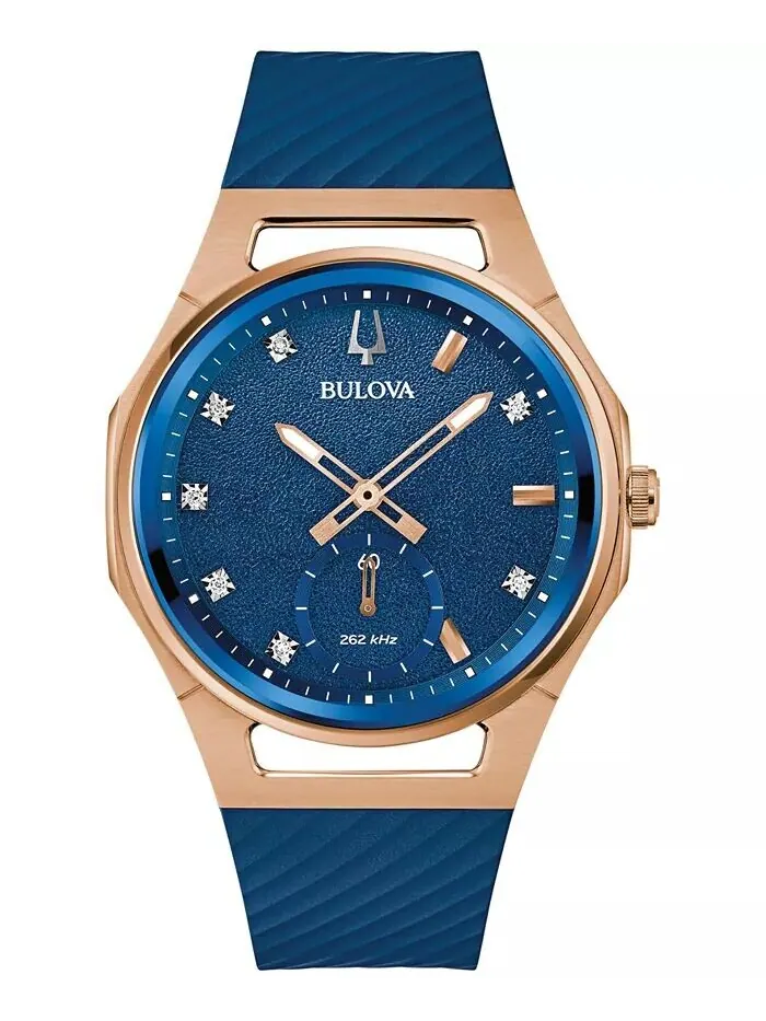 Женские часы Marc Anthony CURV Diamond Accent, синий силиконовый ремешок, 41 мм Bulova — изображение 1 из 3