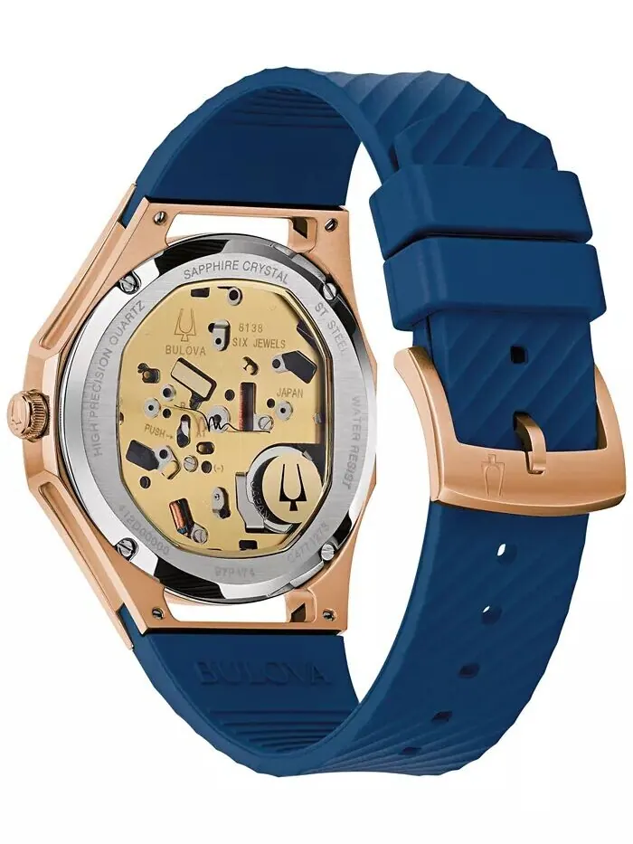 Женские часы Marc Anthony CURV Diamond Accent, синий силиконовый ремешок, 41 мм Bulova — изображение 3 из 3