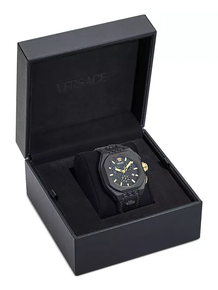 Мужские часы Swiss Chronograph с черным силиконовым ремешком, 44 мм Versace — изображение 4 из 5