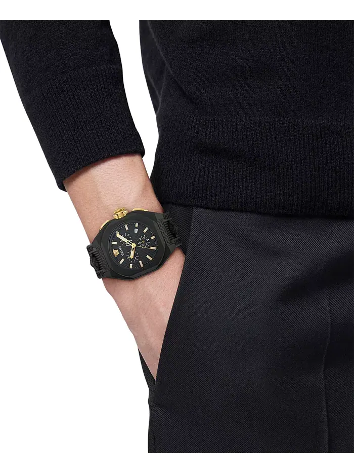 Мужские часы Swiss Chronograph с черным силиконовым ремешком, 44 мм Versace — изображение 5 из 5
