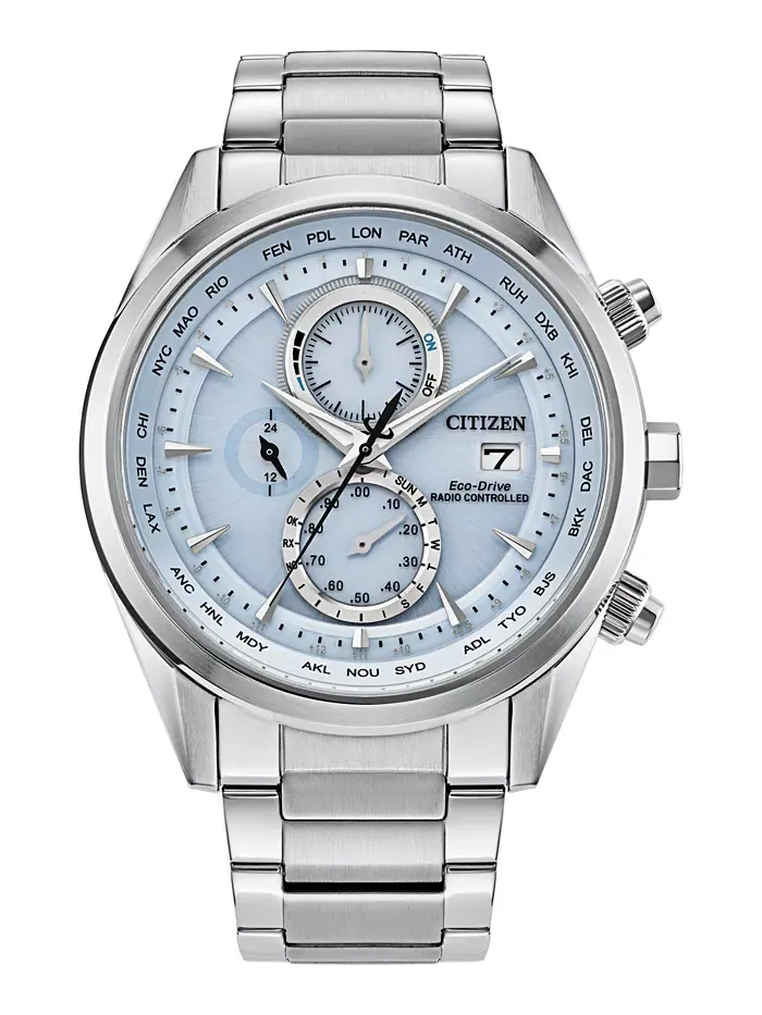 Мужские часы Eco-Drive Chronograph Sport Luxury с радиоуправлением, стальной браслет, 43 мм Citizen — изображение 1 из 5