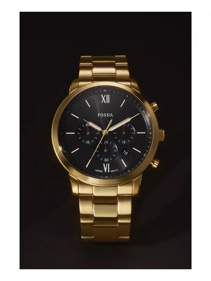 Мужские часы Neutra Chronograph с золотистым корпусом из нержавеющей стали, 44 мм Fossil — изображение 4 из 6