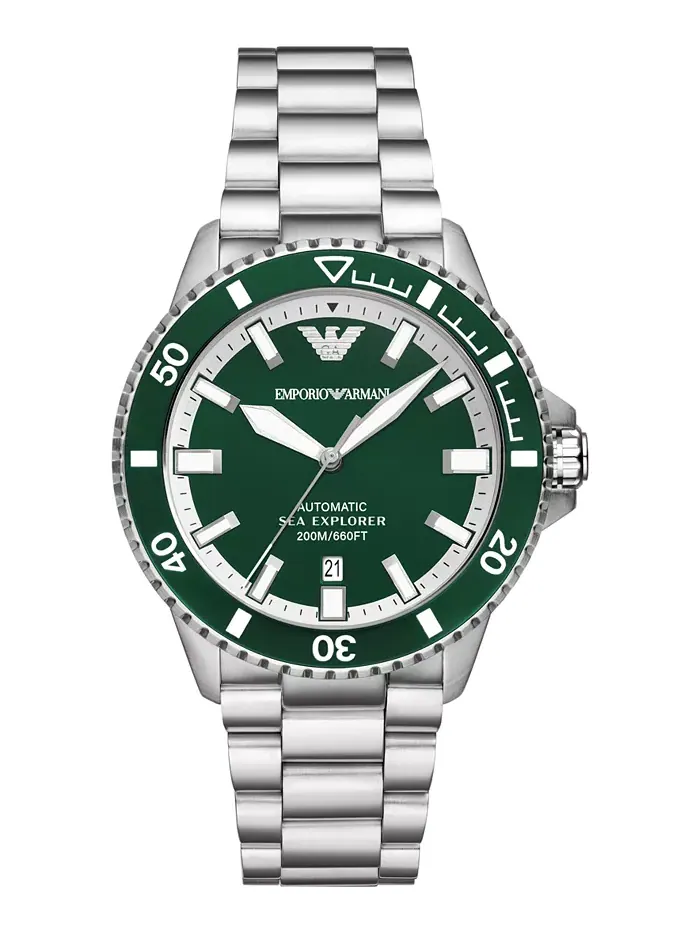 Мужские часы Sea Explorer с автоматическим механизмом, стальной браслет, 42 мм Emporio Armani — изображение 1 из 9