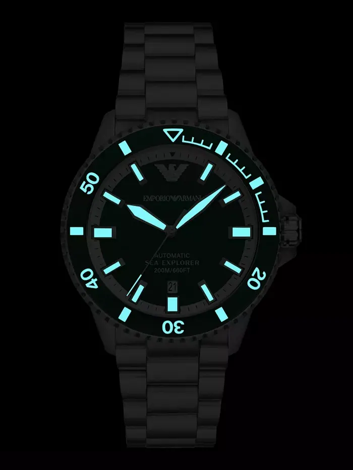 Мужские часы Sea Explorer с автоматическим механизмом, стальной браслет, 42 мм Emporio Armani — изображение 6 из 9
