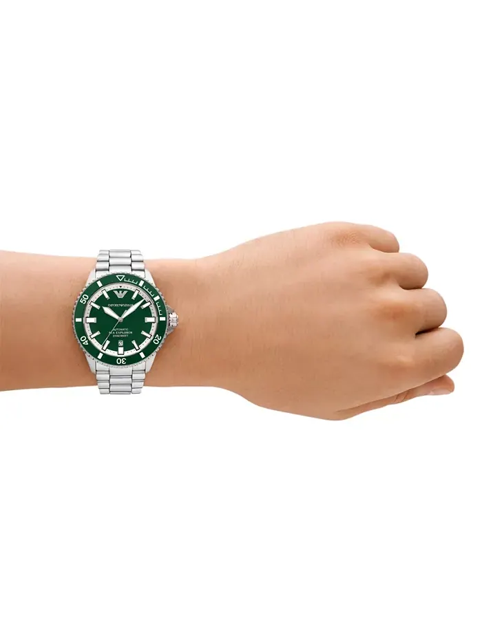 Мужские часы Sea Explorer с автоматическим механизмом, стальной браслет, 42 мм Emporio Armani — изображение 7 из 9