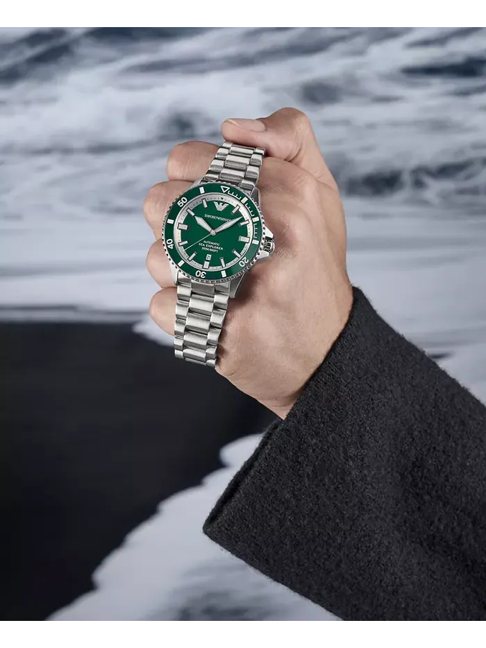 Мужские часы Sea Explorer с автоматическим механизмом, стальной браслет, 42 мм Emporio Armani — изображение 9 из 9