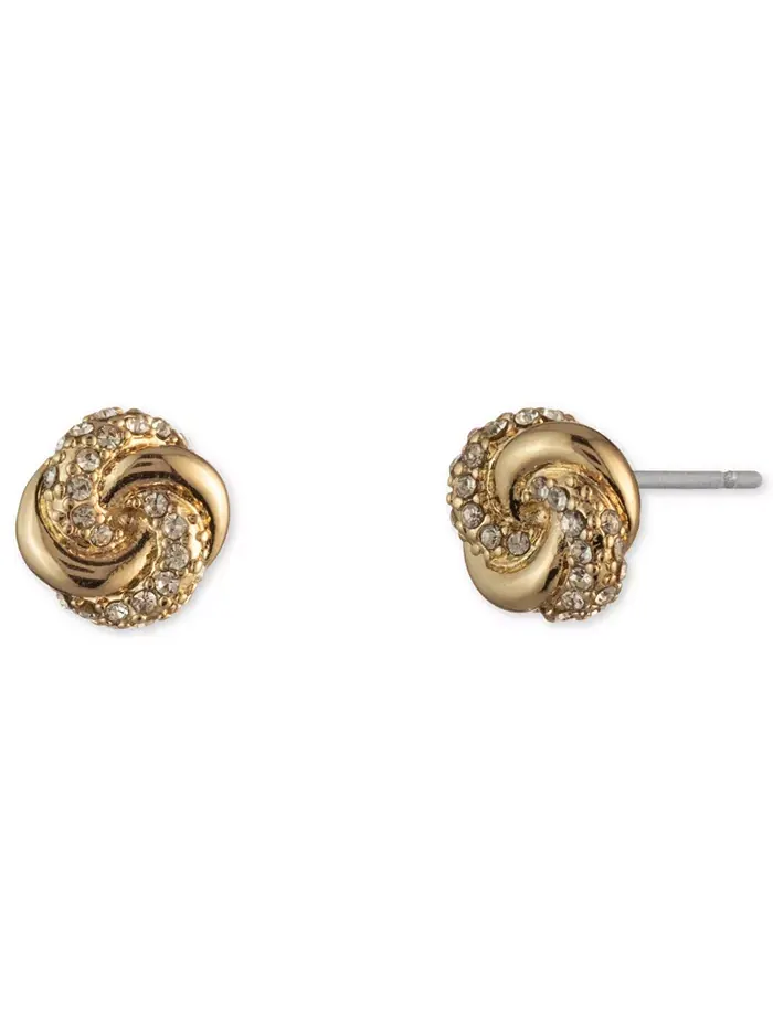 Серьги-гвоздики с узелками и паве золотистого оттенка Lauren Ralph Lauren — изображение 1 из 2