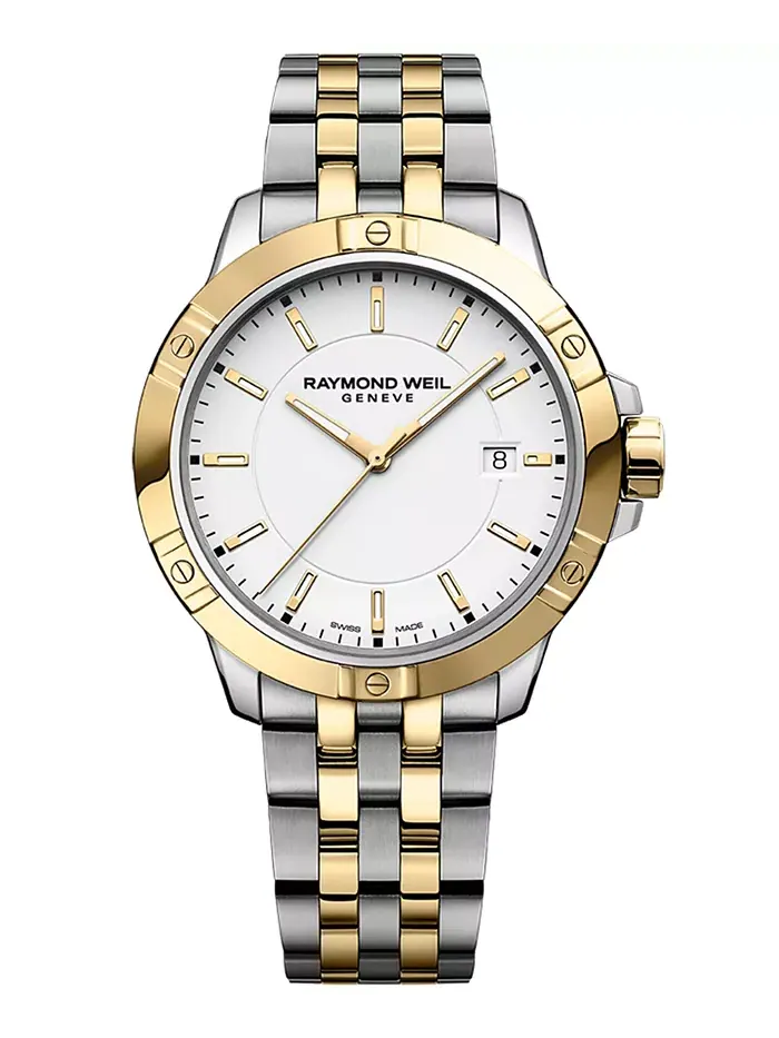 Мужские часы Swiss Tango Quartz с двухцветным браслетом из нержавеющей стали, 41 мм Raymond Weil — изображение 1 из 3