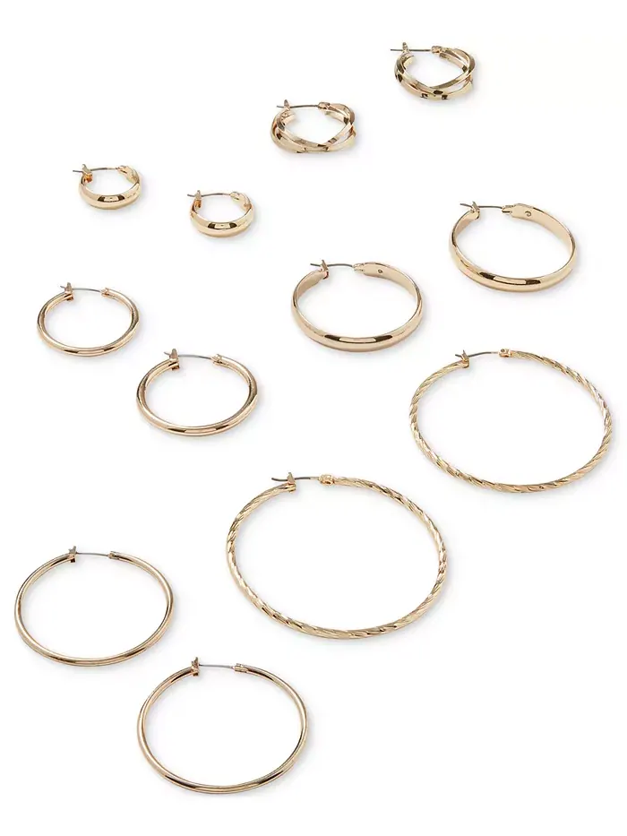 Золотистые серьги-кольца, 1 дюйм Anne Klein — изображение 2 из 3