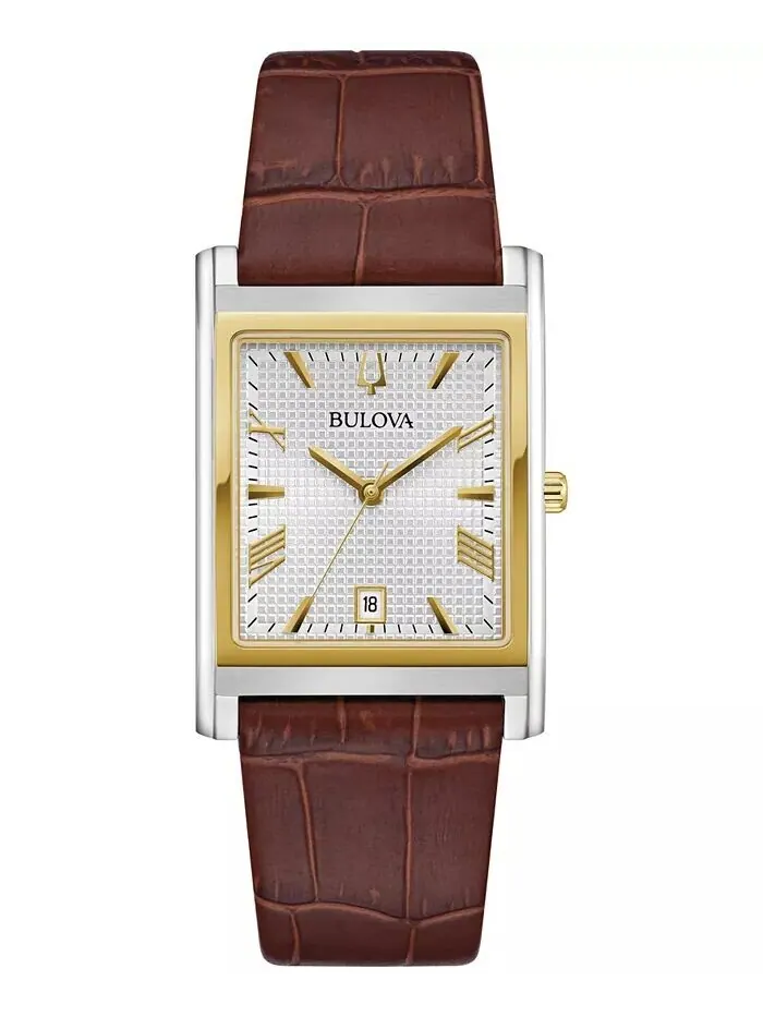 Мужские часы Sutton с коричневым кожаным ремешком, 29 мм Bulova