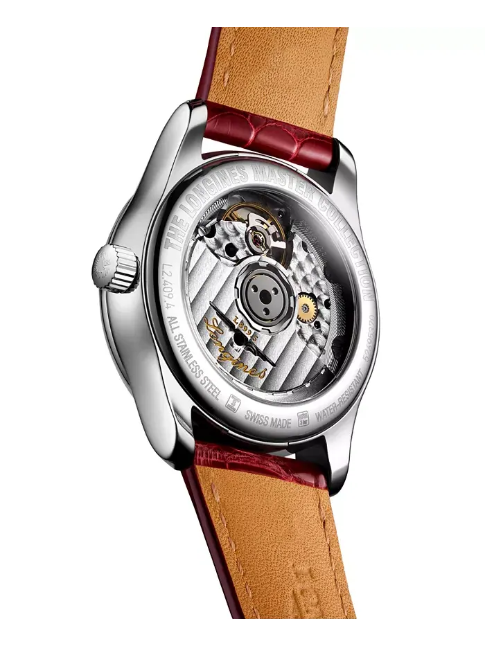 Женские часы Swiss Automatic Master Diamond (1/20 ct. t.w.) с красным кожаным ремешком, 34 мм — изображение 2 из 4