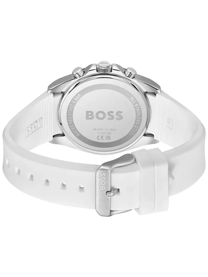 Мужские часы Strike Quartz Chronograph с белым силиконовым ремешком, 41 мм Hugo Boss — изображение 3 из 3