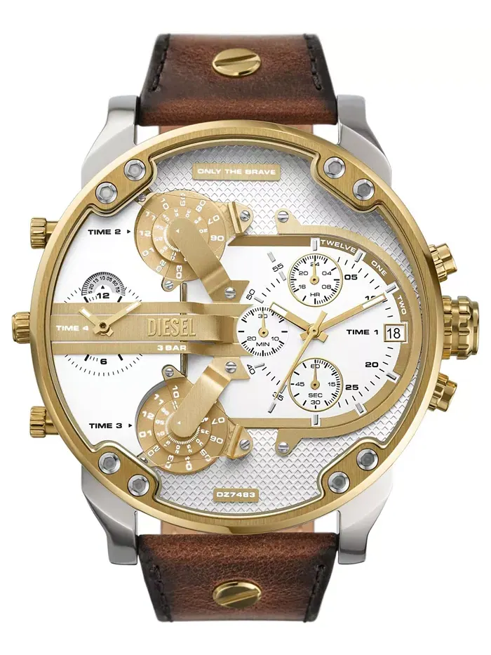 Мужские часы Mr. Daddy 2.0 Chronograph с коричневым кожаным ремешком, 57 мм Diesel
