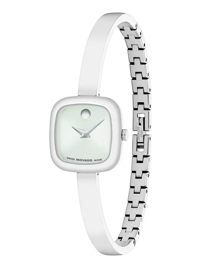 Женские наручные часы Museum Cushion Swiss Quartz Stainless Steel Bangle Watch, 21.50 мм Movado — изображение 2 из 3