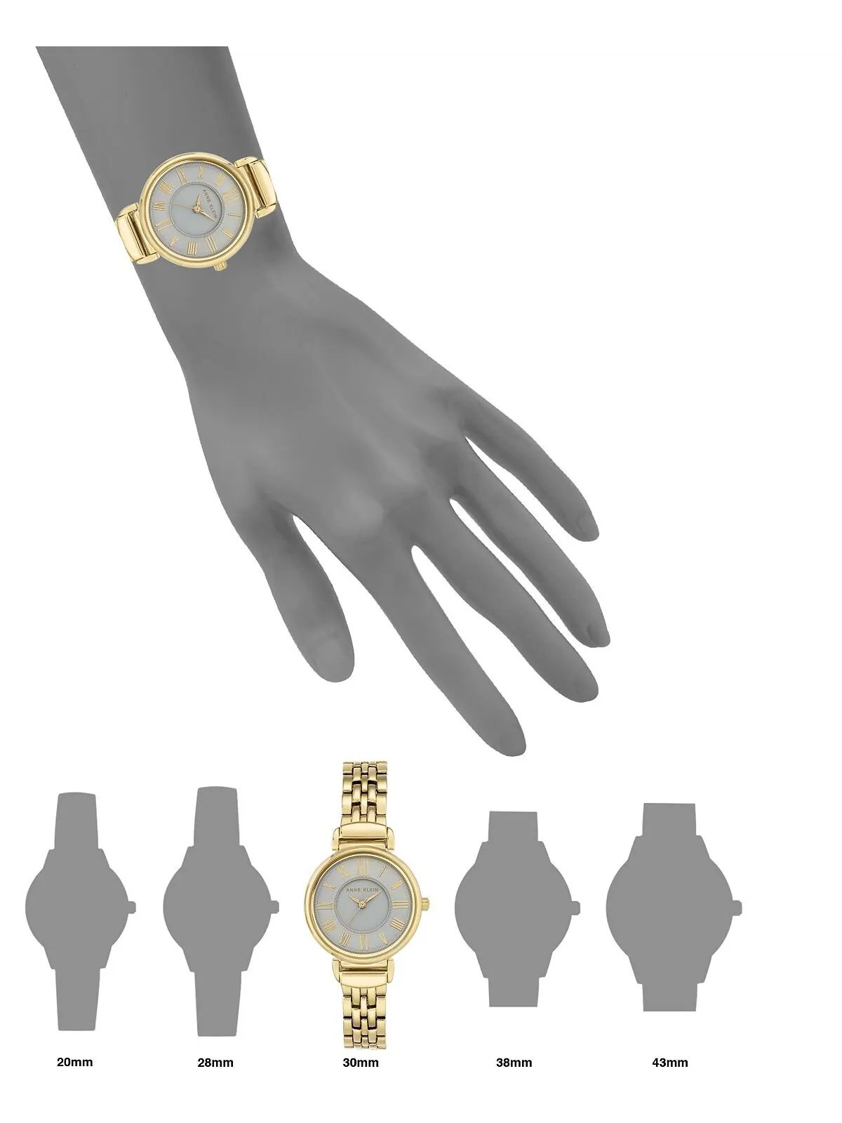 Женские золотистые часы-браслет 30 мм Anne Klein — изображение 4 из 5, оттенок светлый серый