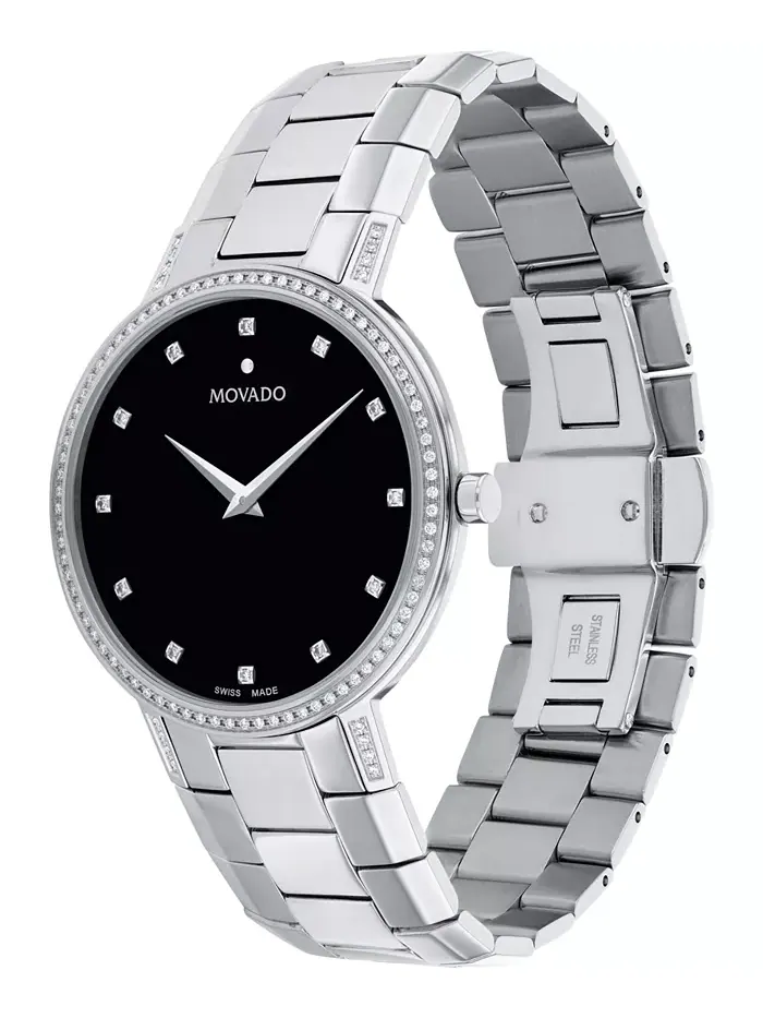 Мужские наручные часы Swiss Faceto Diamond (3/8 ct. t.w.) из нержавеющей стали, 39 мм Movado — изображение 2 из 5