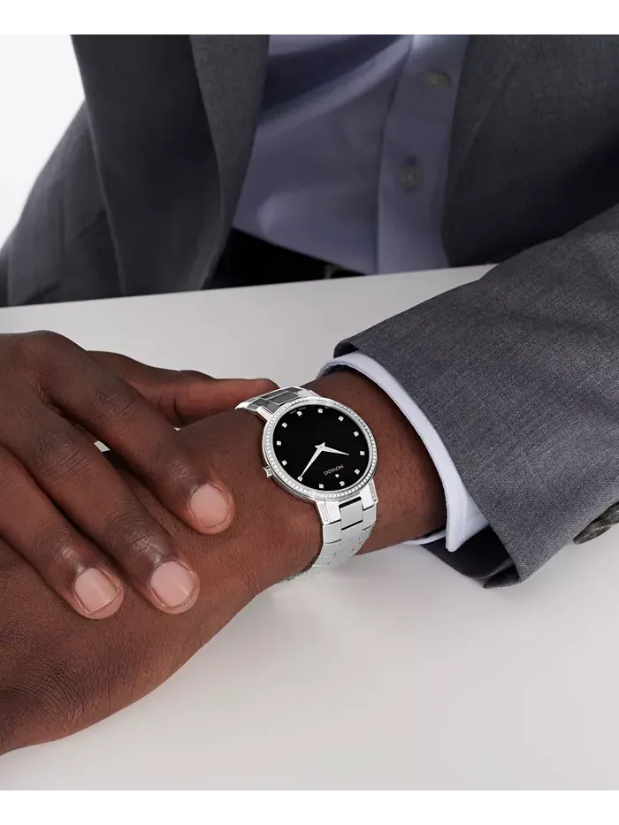 Мужские наручные часы Swiss Faceto Diamond (3/8 ct. t.w.) из нержавеющей стали, 39 мм Movado — изображение 4 из 5