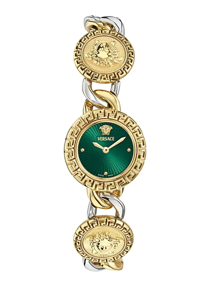Женские часы Swiss La Greca Stud Icon с двухцветным браслетом-цепочкой 28mm Versace — изображение 1 из 3