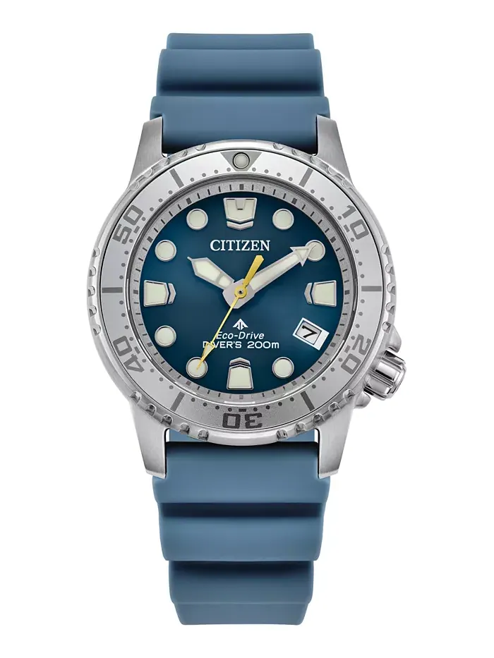 Женские часы Promaster Sea Dive 4 с голубым полиуретановым ремешком, 36.5 мм Citizen