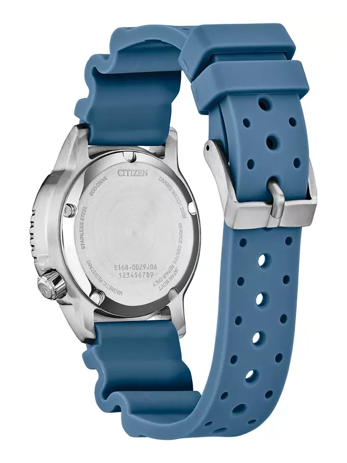 Женские часы Promaster Sea Dive 4 с голубым полиуретановым ремешком, 36.5 мм Citizen — изображение 3 из 5