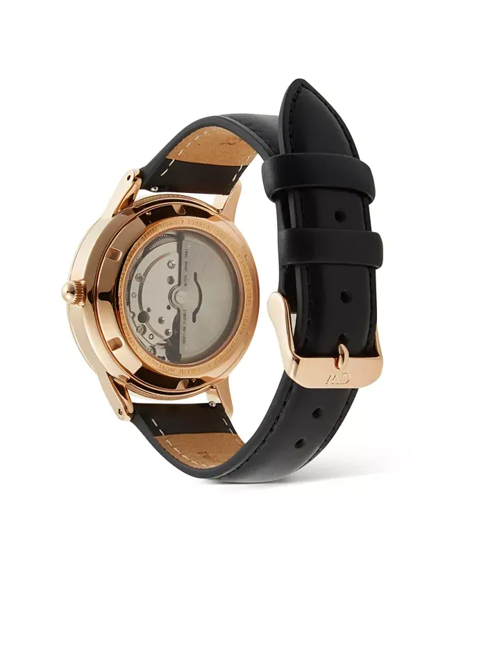 Мужские автоматические часы из черной кожи, 40 мм Daniel Wellington — изображение 2 из 7