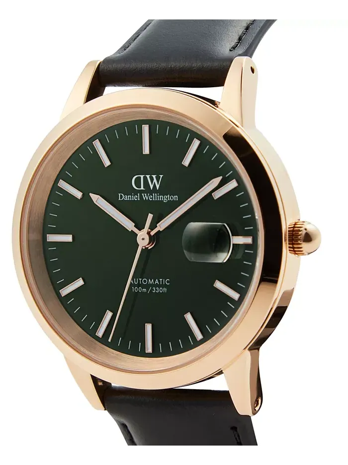 Мужские автоматические часы из черной кожи, 40 мм Daniel Wellington — изображение 3 из 7