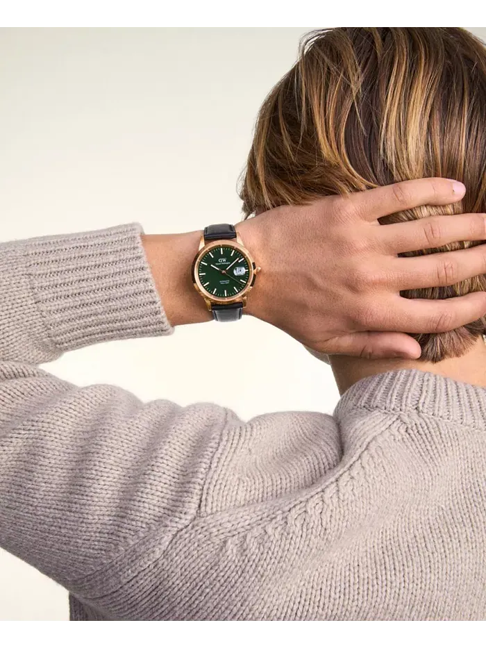 Мужские автоматические часы из черной кожи, 40 мм Daniel Wellington — изображение 4 из 7