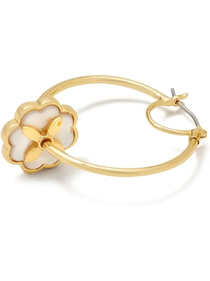 Женские серьги-кольца Heritage Bloom Hoops Kate Spade New York — изображение 2 из 2, оттенок кремовый/золотистый