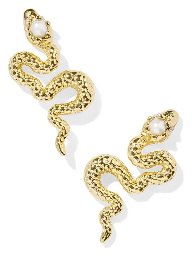 Женские серьги-гвоздики Lyle в виде змеи Kendra Scott — белый