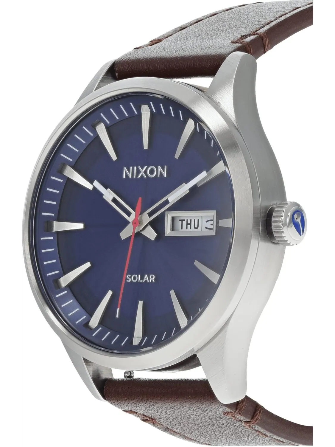 Часы Sentry Solar Leather Nixon — изображение 2 из 4, оттенок темно-синий/серебристый