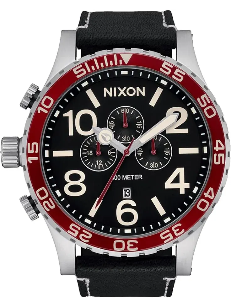 Мужские кожаные часы Chrono 51-30 Nixon — изображение 1 из 5, оттенок серебристый/черный
