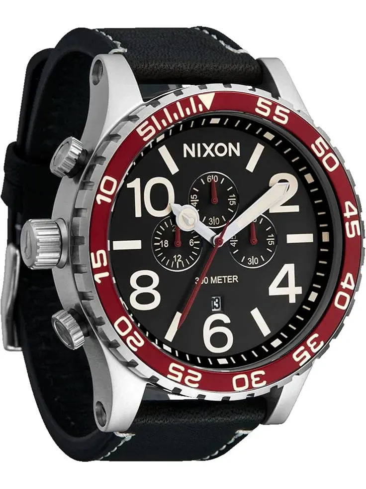 Мужские кожаные часы Chrono 51-30 Nixon — изображение 4 из 5, оттенок серебристый/черный
