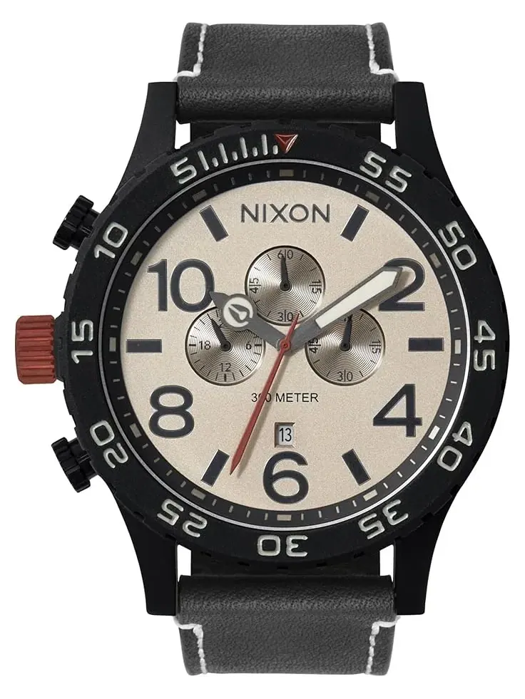 Мужские кожаные часы Chrono 51-30 Nixon — изображение 1 из 4, оттенок черный//темно-серый
