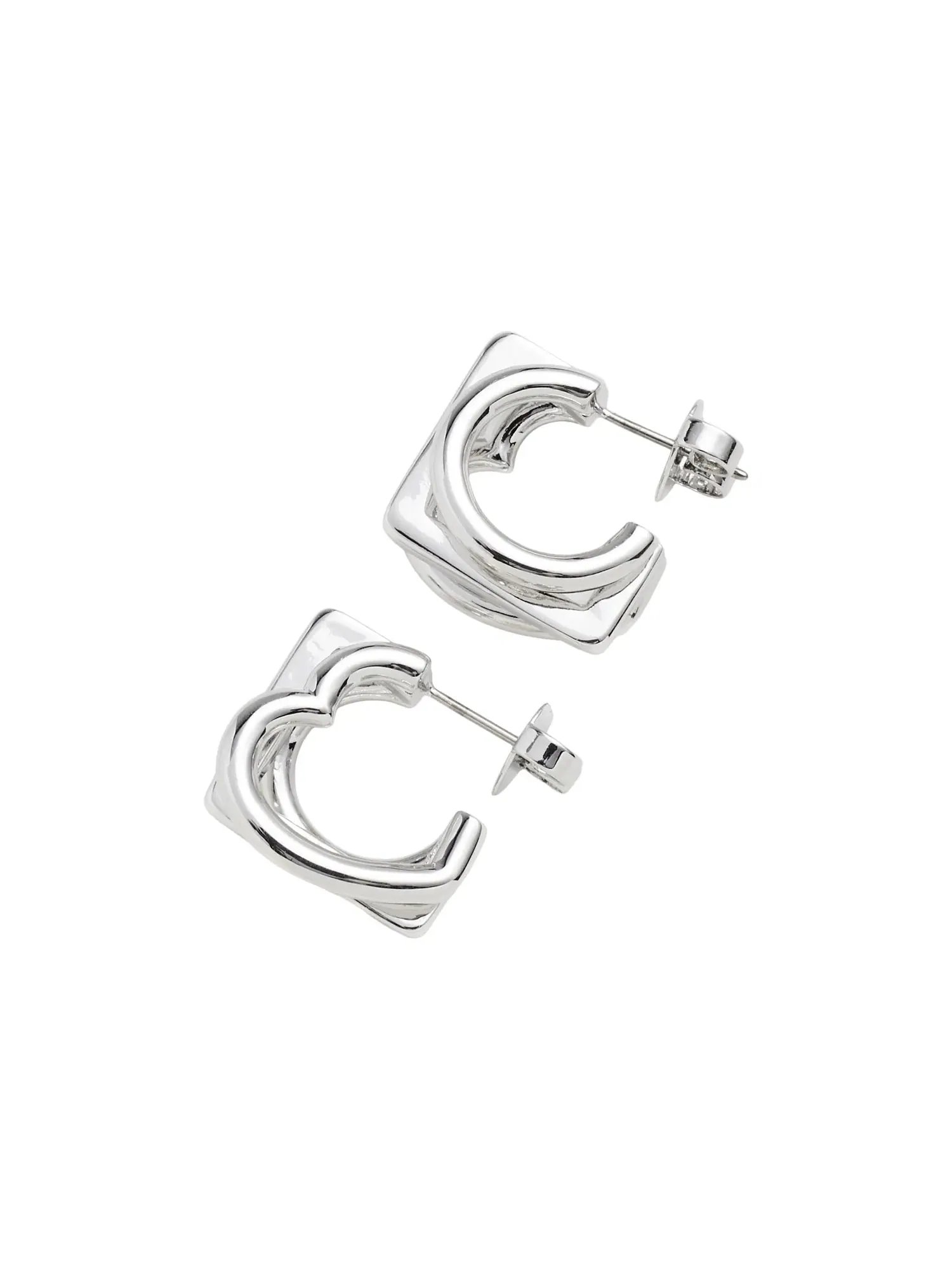 Серьги-кольца Geo Pop Stacked Hoops Kate Spade New York — изображение 1 из 3, оттенок серебряный
