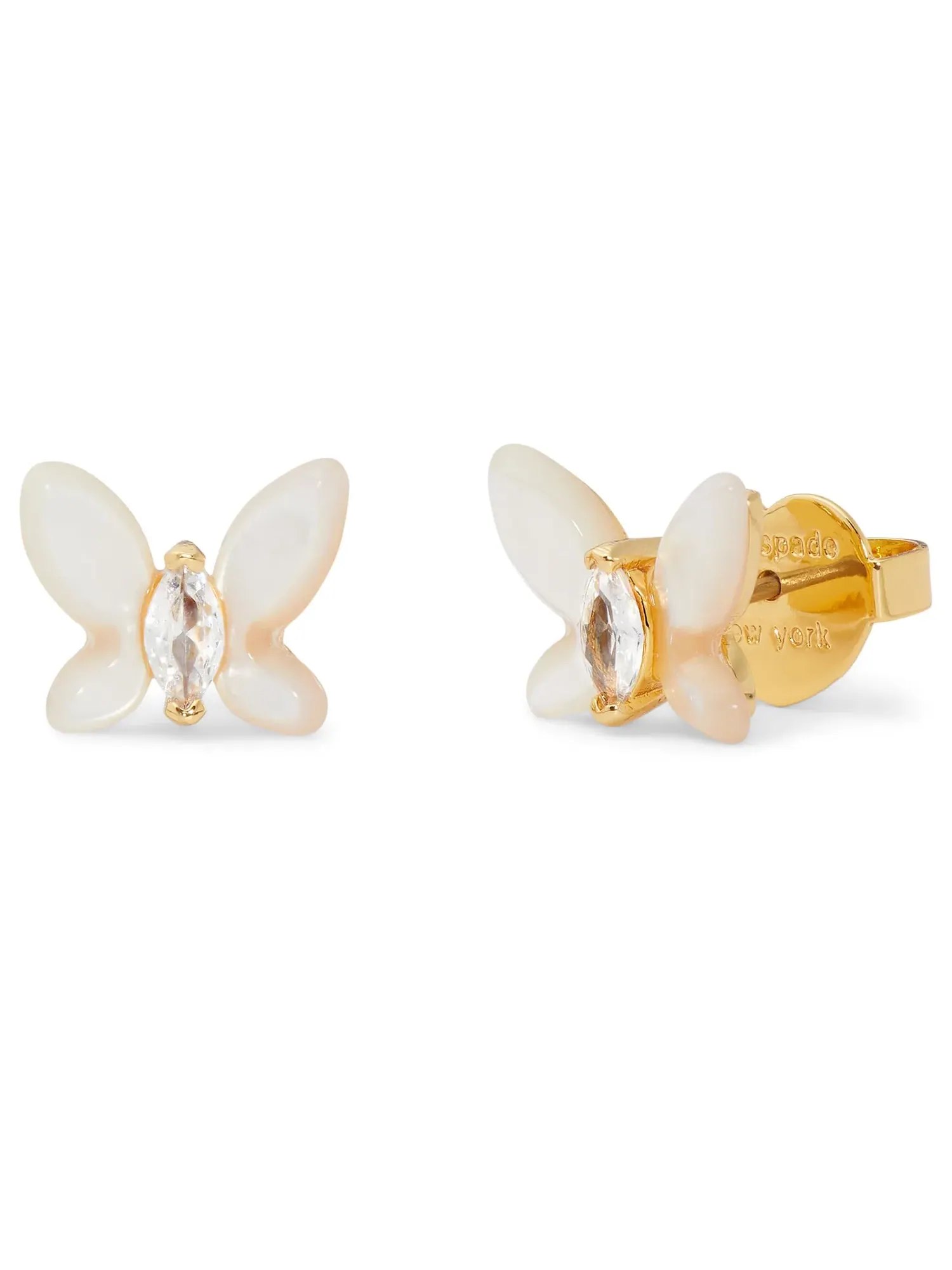 Мини-серьги-пусеты Social Butterfly Mini Studs Kate Spade New York — изображение 1 из 2, оттенок белый мульти