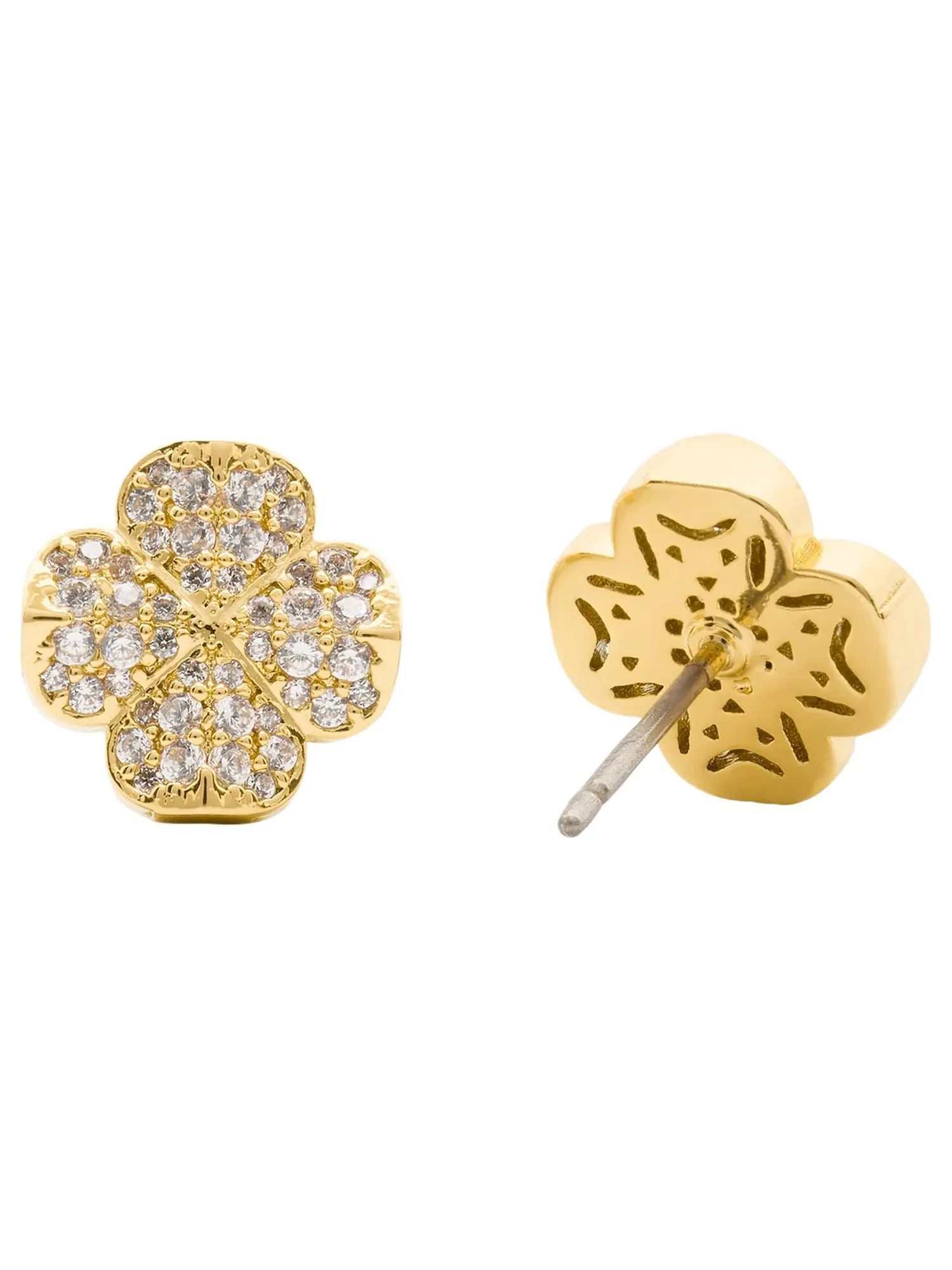 Серьги-пусеты Spade Flower Pave Studs Kate Spade New York — изображение 2 из 3, оттенок прозрачный/золотистый