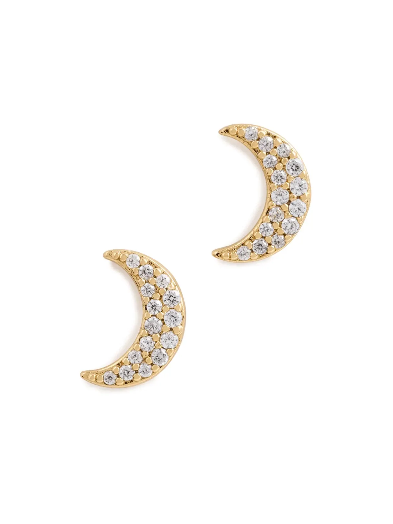 Серьги-пусеты You're A Gem Pave Moon Studs Kate Spade New York — изображение 1 из 3, оттенок прозрачный/золотистый