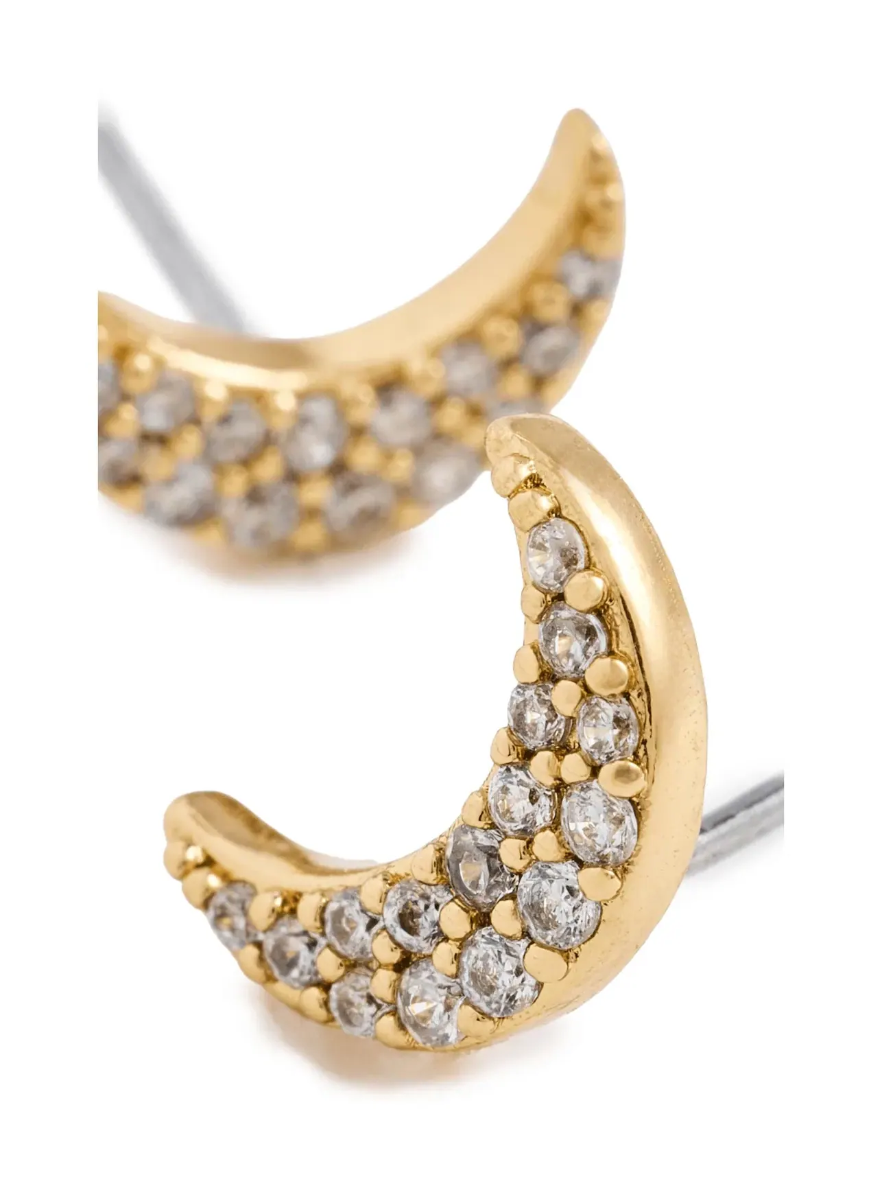 Серьги-пусеты You're A Gem Pave Moon Studs Kate Spade New York — изображение 3 из 3, оттенок прозрачный/золотистый