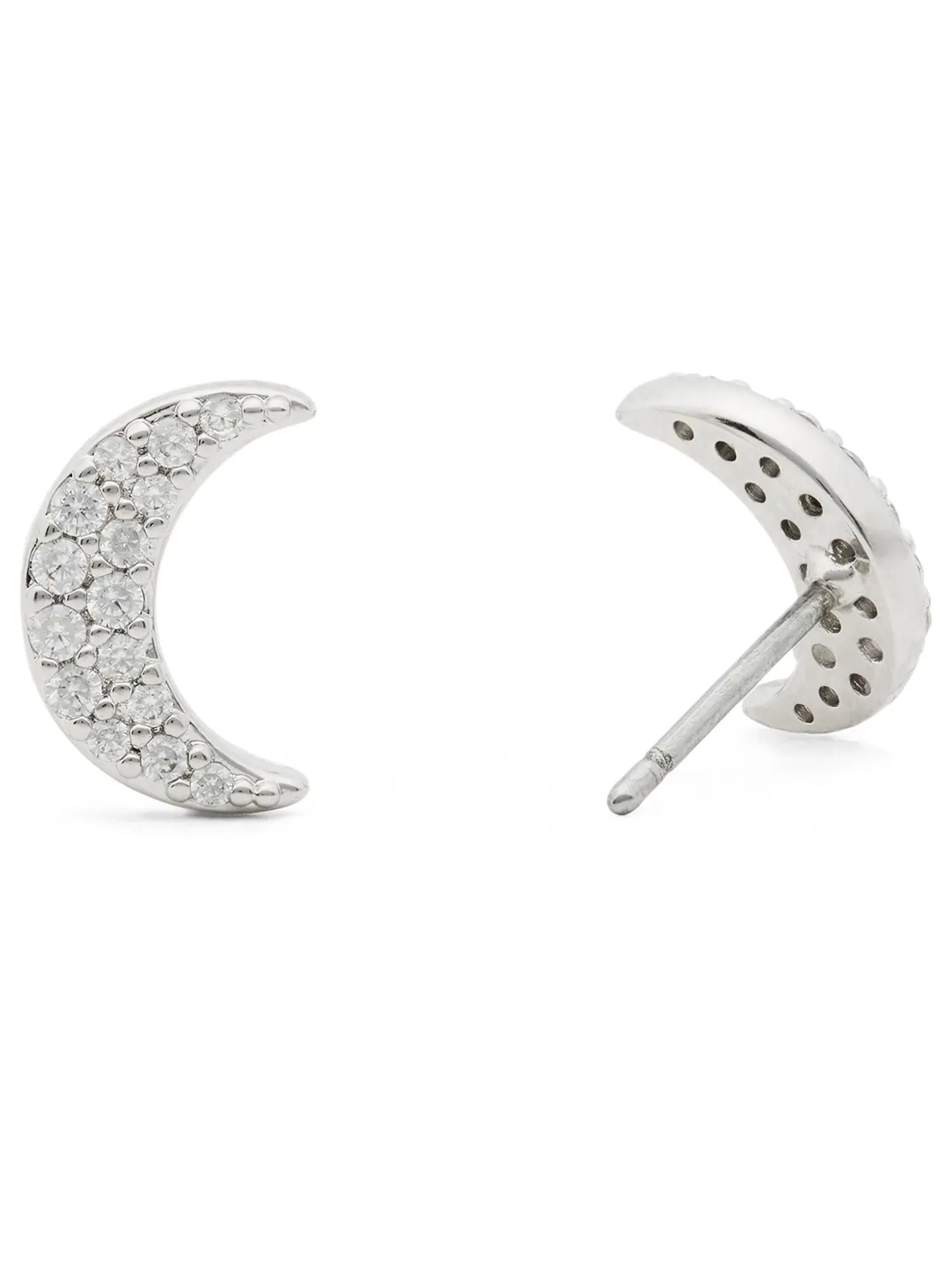 Серьги-пусеты You're A Gem Pave Moon Studs Kate Spade New York — изображение 2 из 2, оттенок прозрачный/серебристый