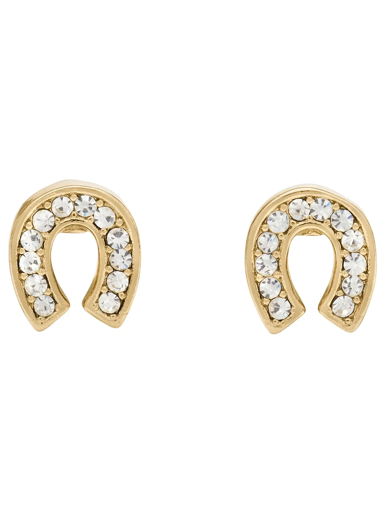 Серьги-пусеты You're A Gem Pave Horseshoe Studs Kate Spade New York — изображение 1 из 2, оттенок прозрачный/золотистый