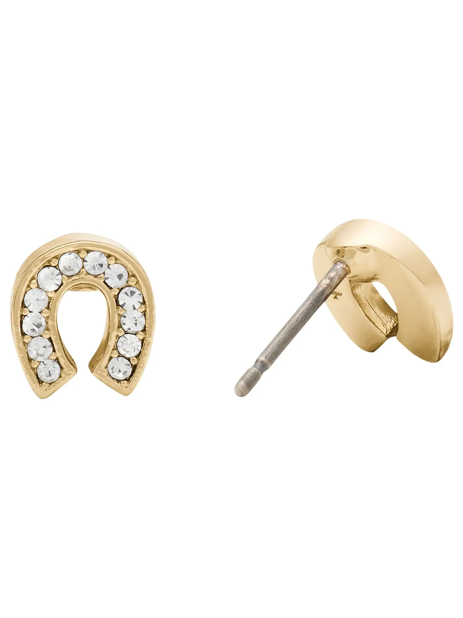 Серьги-пусеты You're A Gem Pave Horseshoe Studs Kate Spade New York — изображение 2 из 2, оттенок прозрачный/золотистый