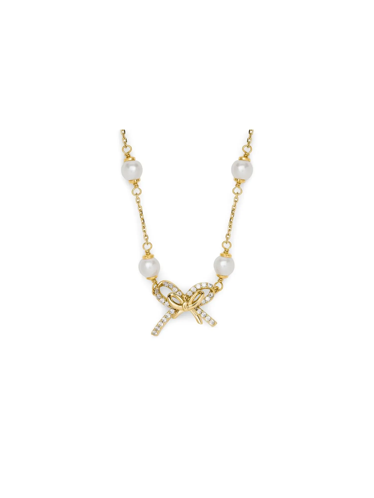 Ожерелье Girlie Pearlie Pearl Bow Scatter Necklace Kate Spade New York — изображение 1 из 2, оттенок кремовый/золотистый
