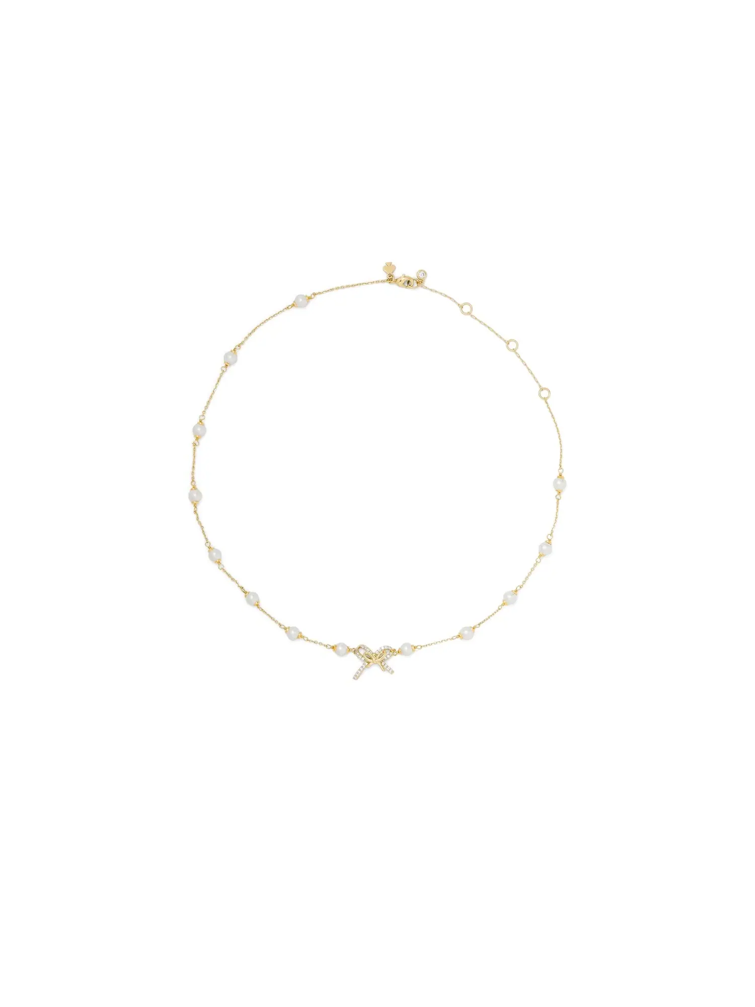 Ожерелье Girlie Pearlie Pearl Bow Scatter Necklace Kate Spade New York — изображение 2 из 2, оттенок кремовый/золотистый
