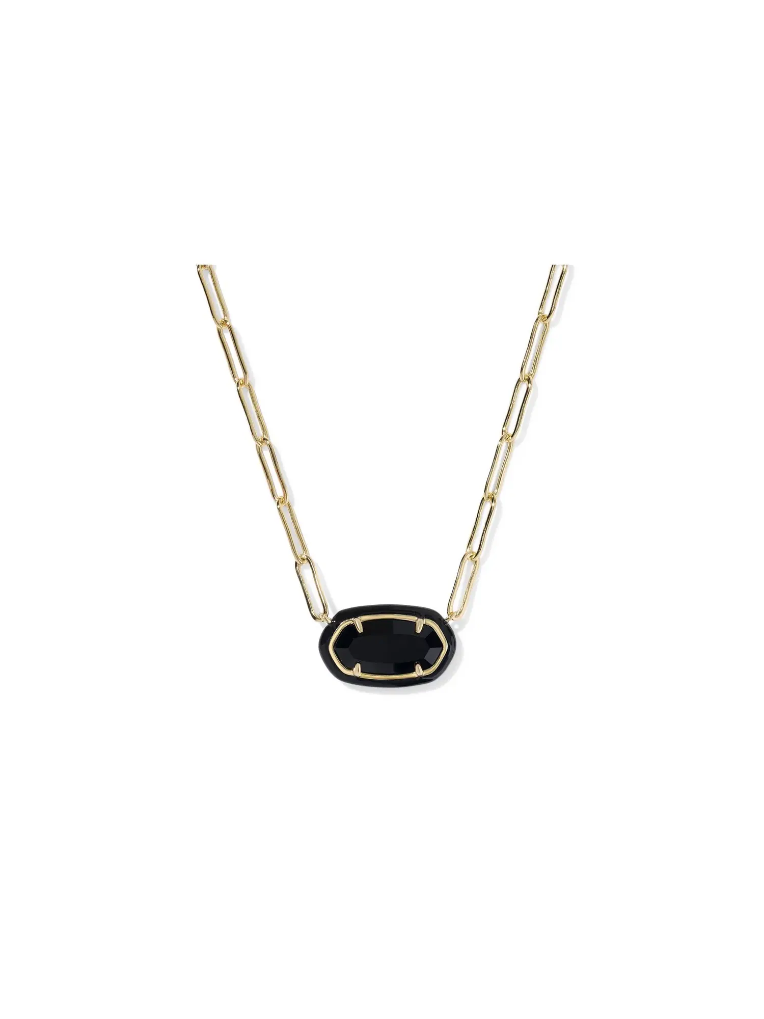 Ожерелье Elisa Enamel Frame Paperclip Necklace Kendra Scott — изображение 1 из 2, оттенок золотистый черный