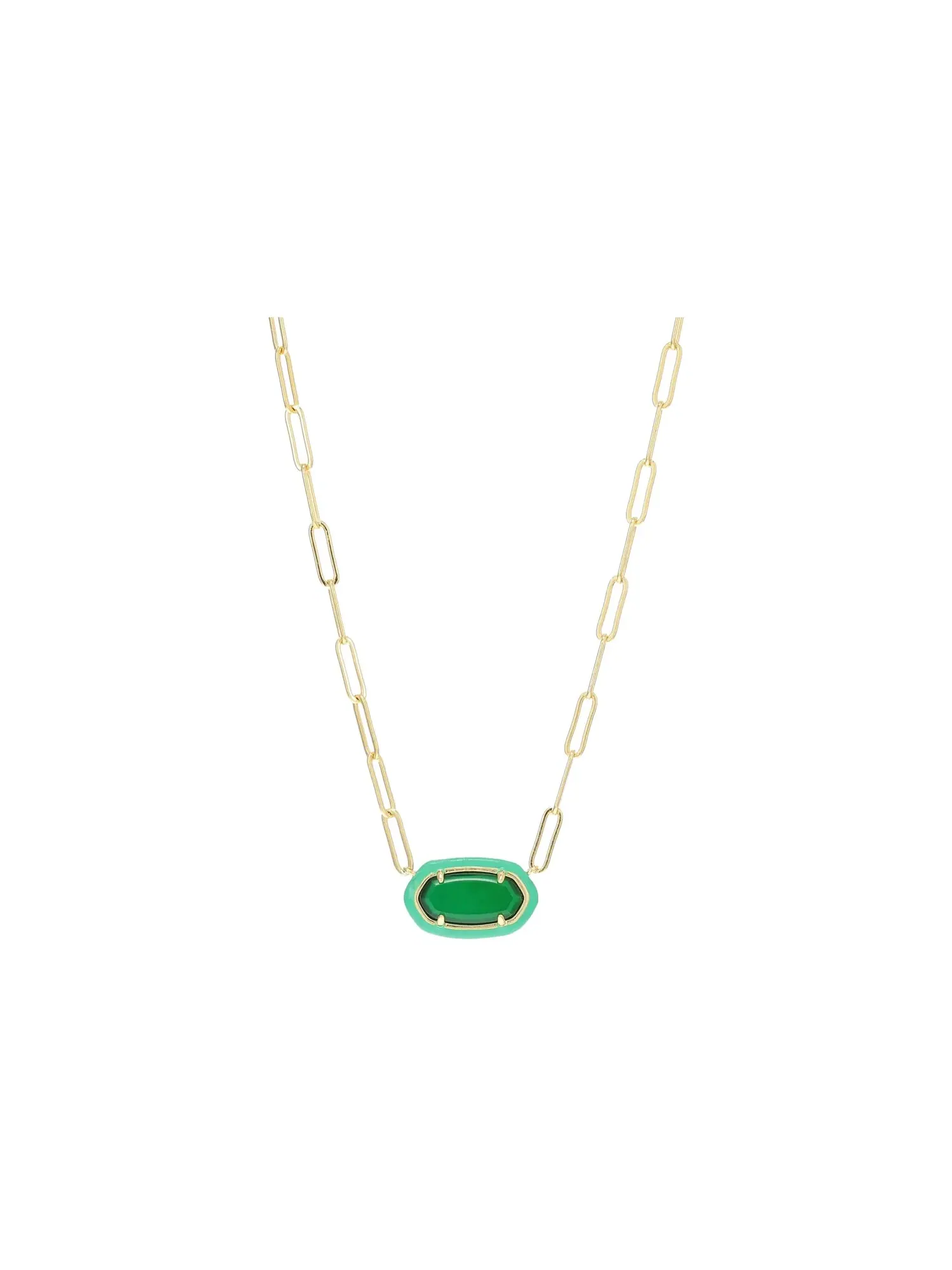 Ожерелье Elisa Enamel Frame Paperclip Necklace Kendra Scott — изображение 1 из 3, оттенок золотистый