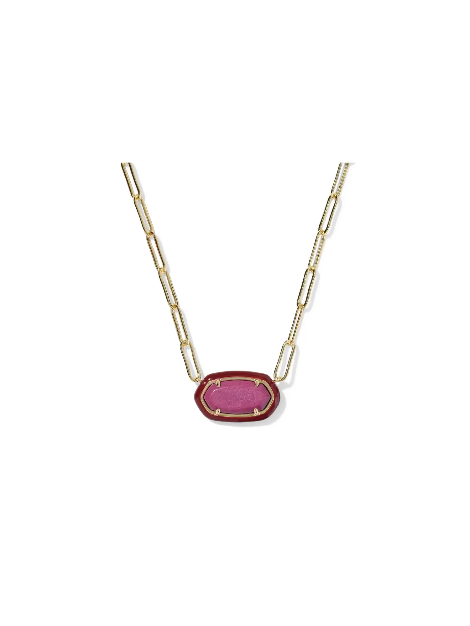 Ожерелье Elisa Enamel Frame Paperclip Necklace Kendra Scott — изображение 1 из 2, оттенок золотистый